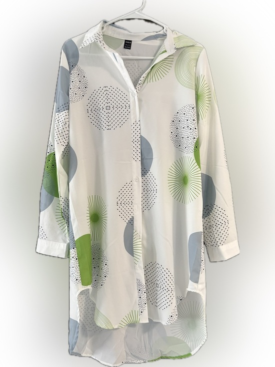 SHEIN Tops - SHEIN Abstract Geometric High-Low Tunic Shirt Dress Size S